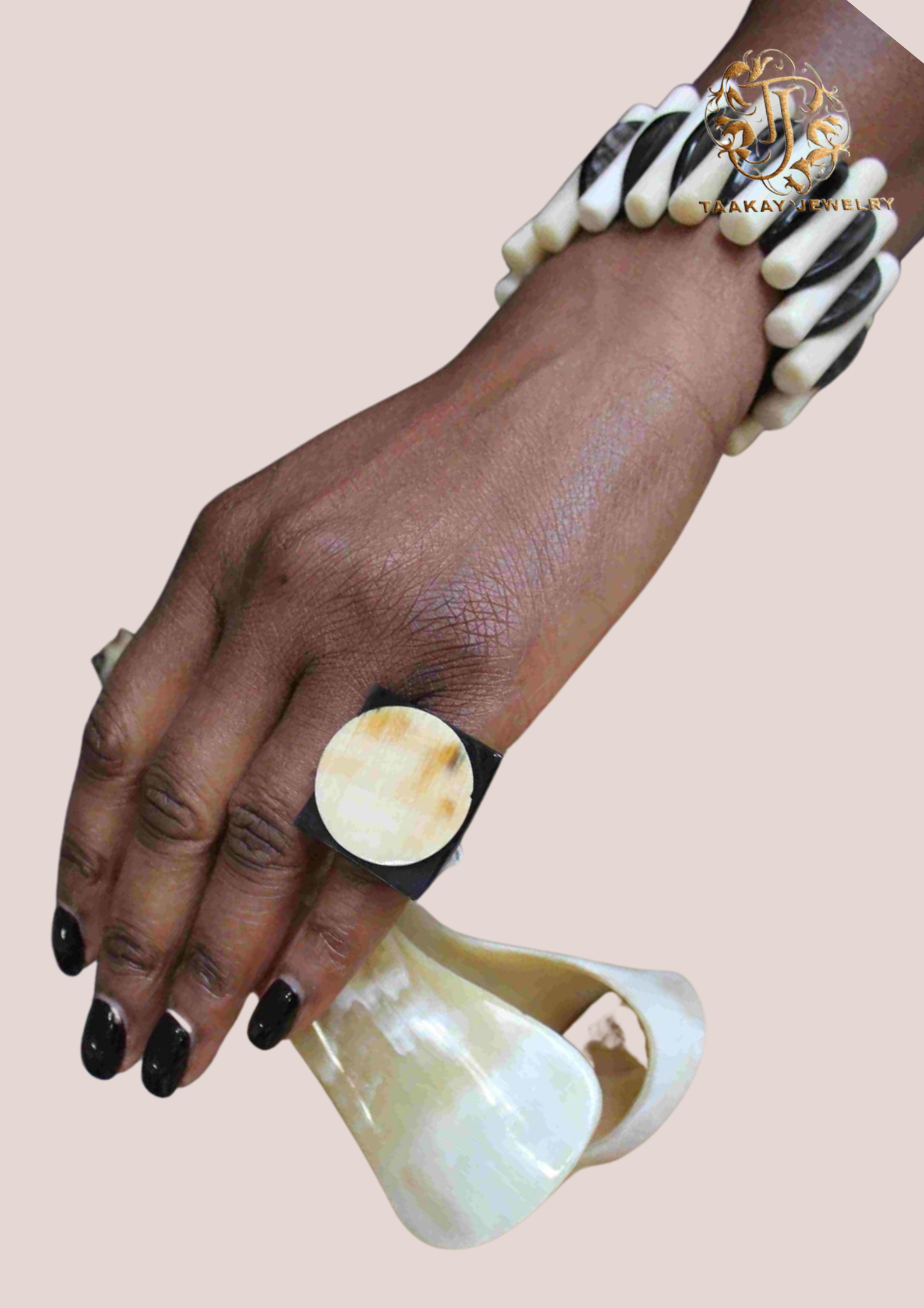 Bague en corne de zébu “La platine”