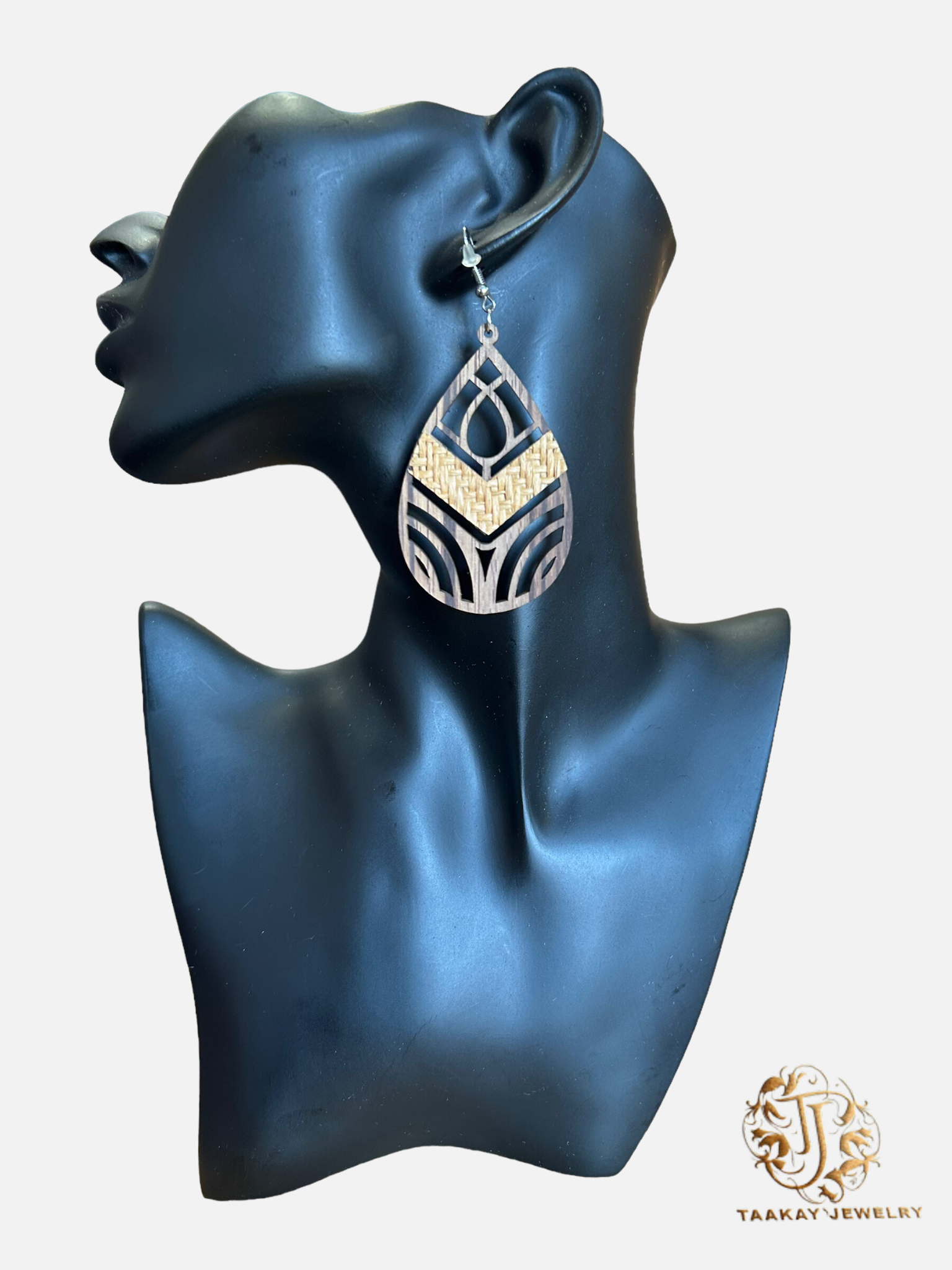 Boucles d'Oreilles "Goutte de Bois Naturel"