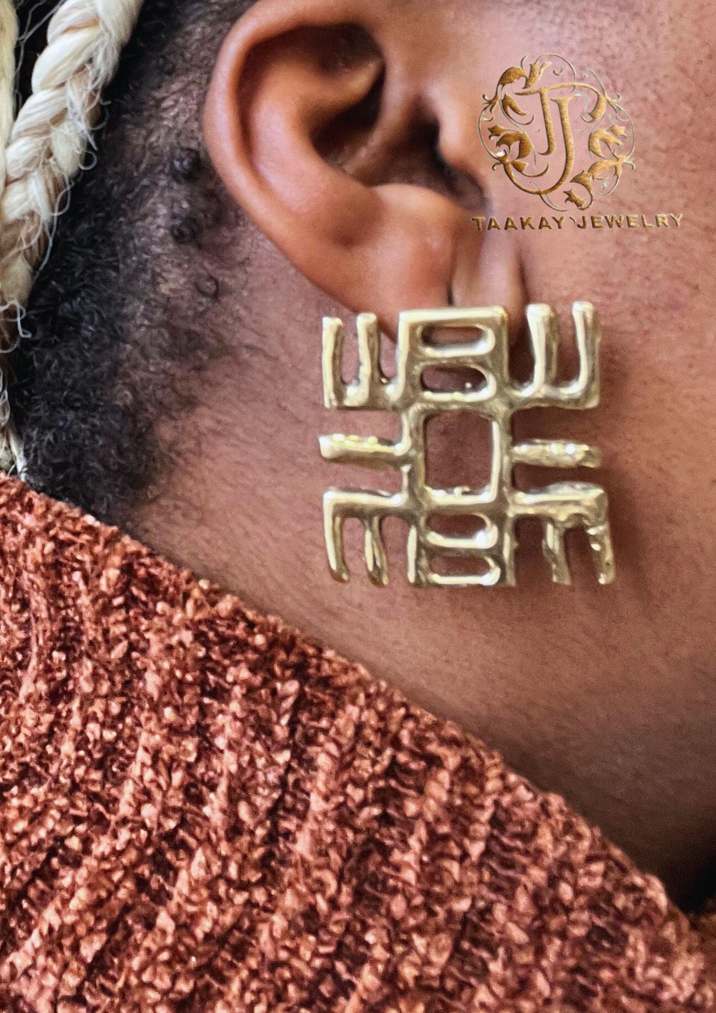 Boucles d'oreilles en bronze "Nea onnim no sua a ohu"