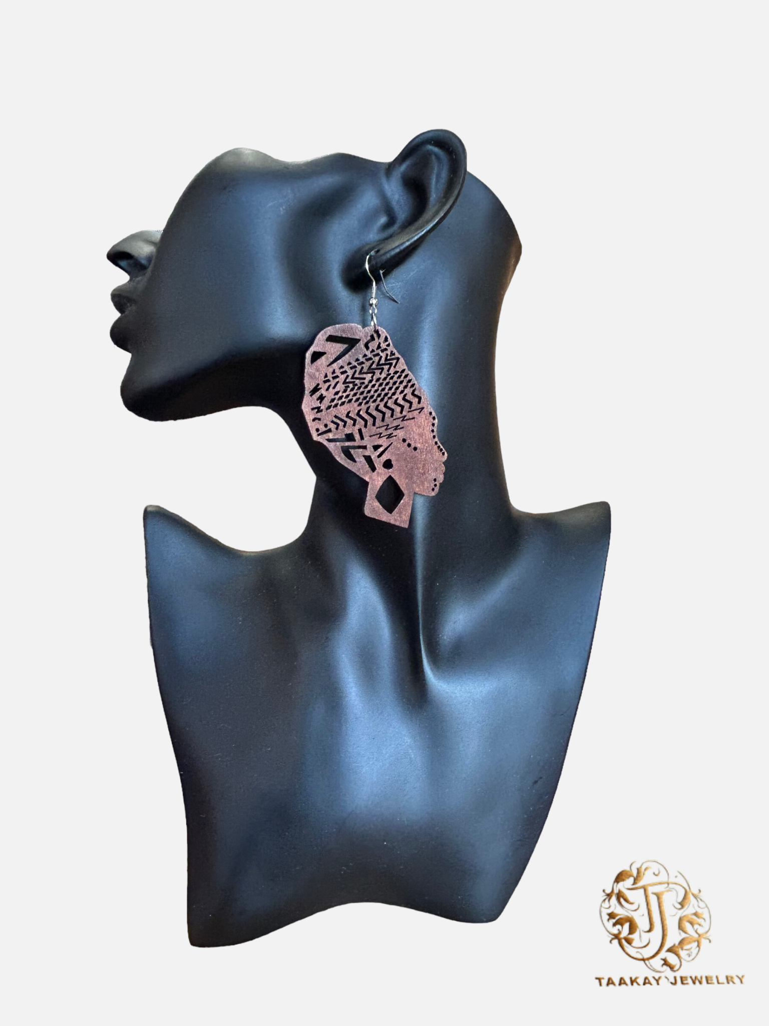 Boucles d'Oreilles "Tête de Femme Africaine en Bois"