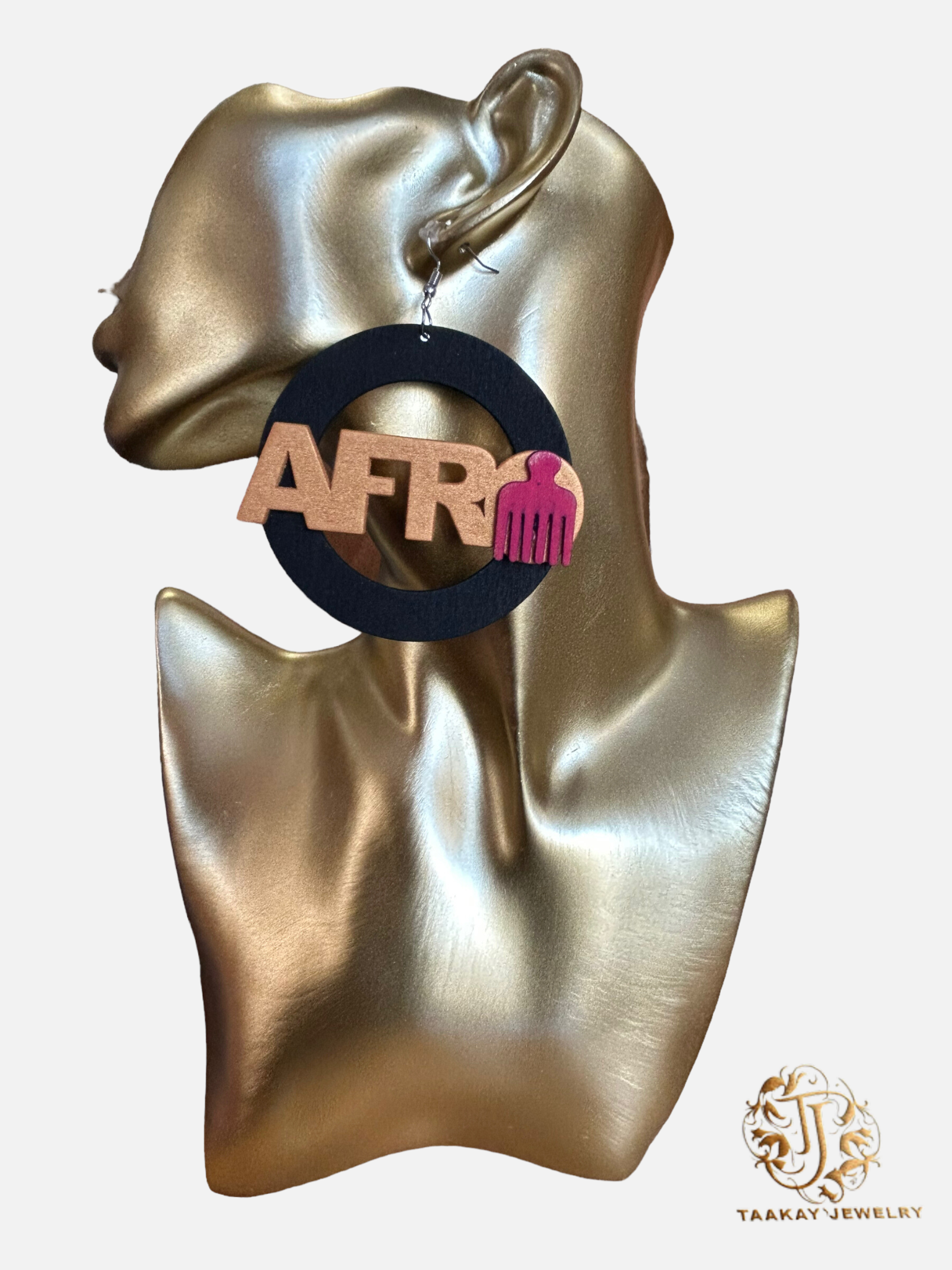 Boucles d'oreilles bois "Afro Moka"