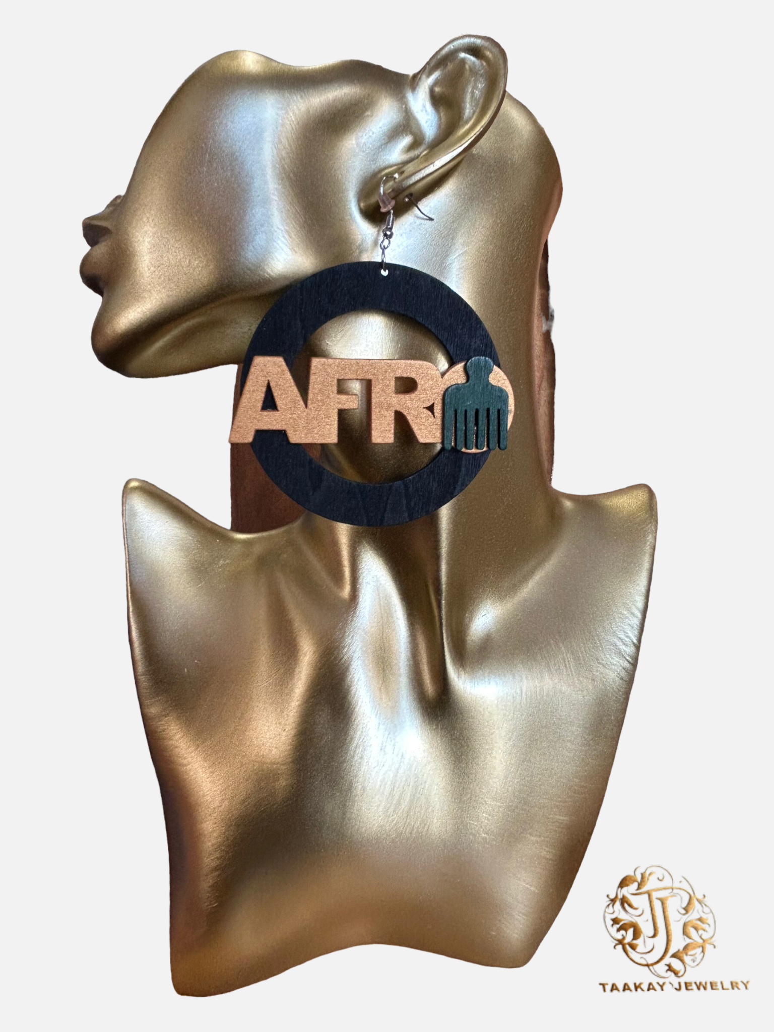 Boucles d'oreilles bois "Afro Moka"