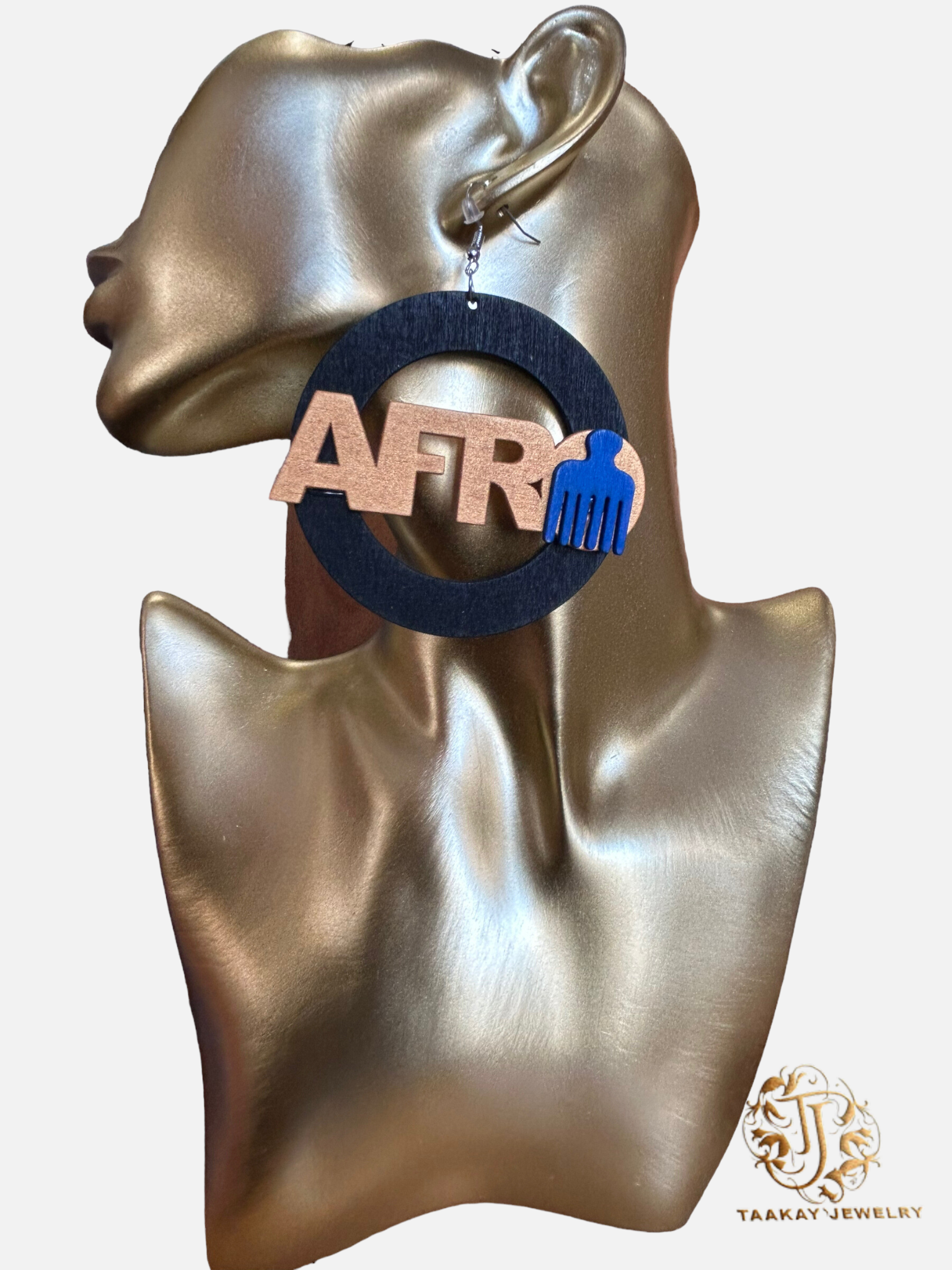 Boucles d'oreilles bois "Afro Moka"