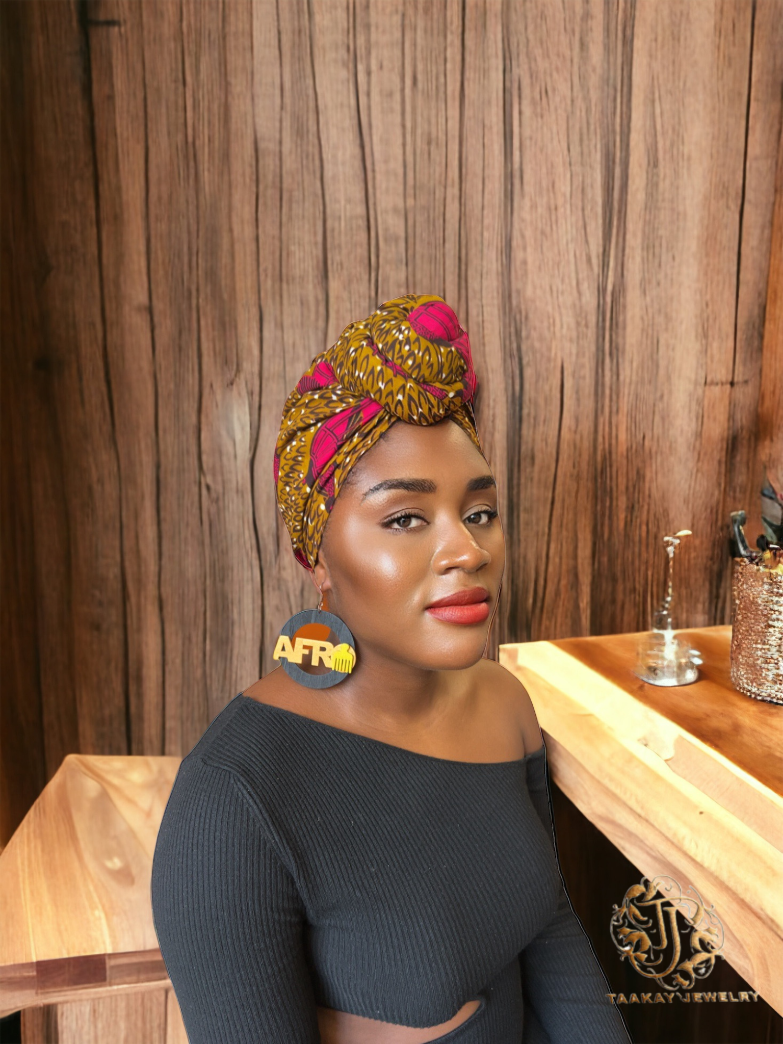 Boucles d'oreilles bois "Afro Moka"