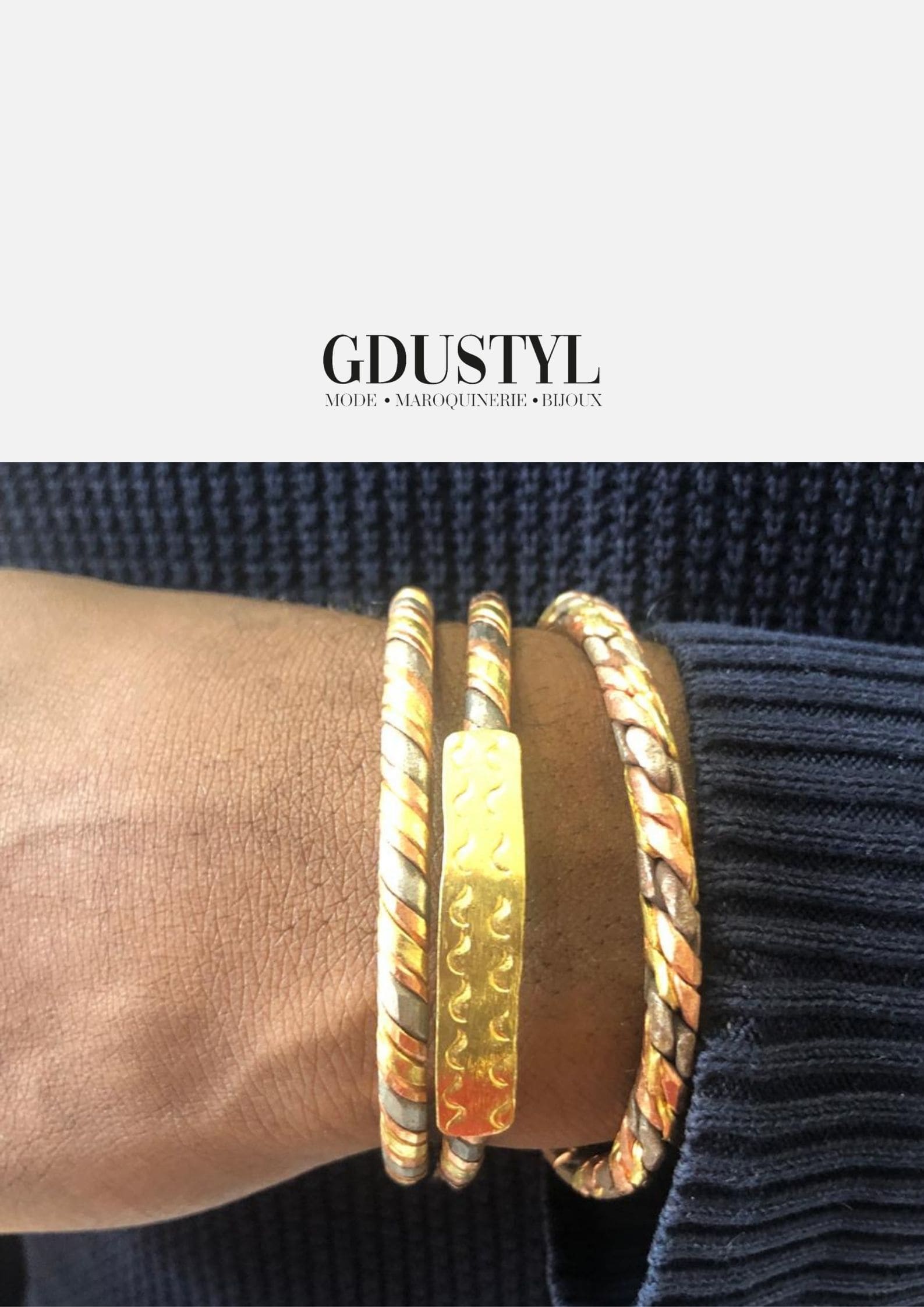 Bracelet d'identité trois métaux “Isma”