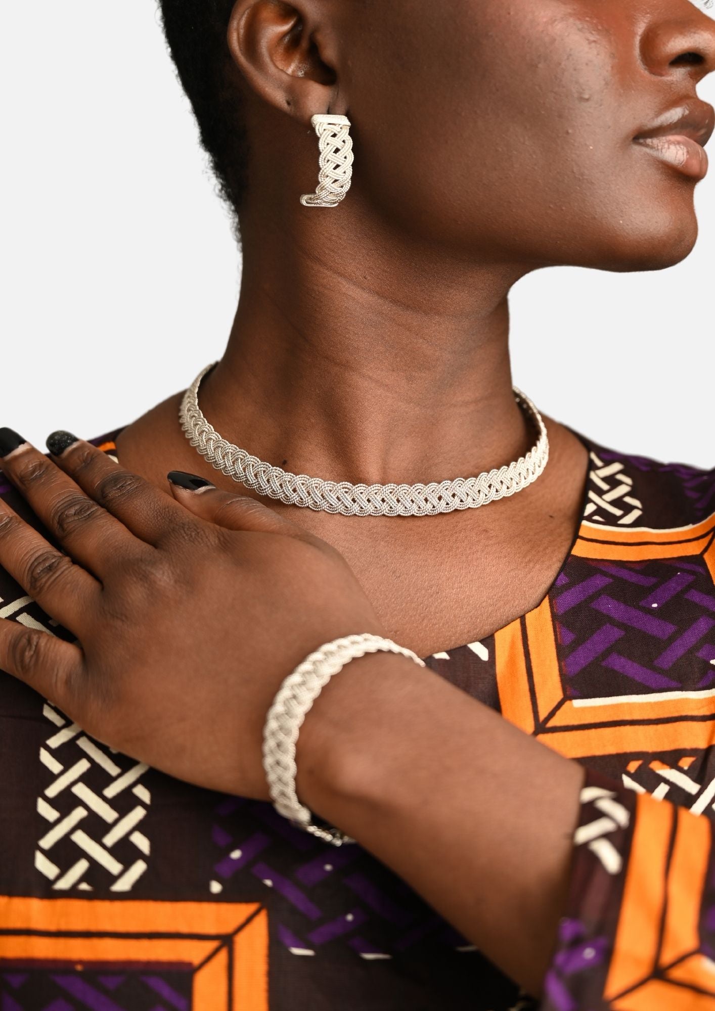 Boucles d'oreilles Ndoumbélane en argent massif