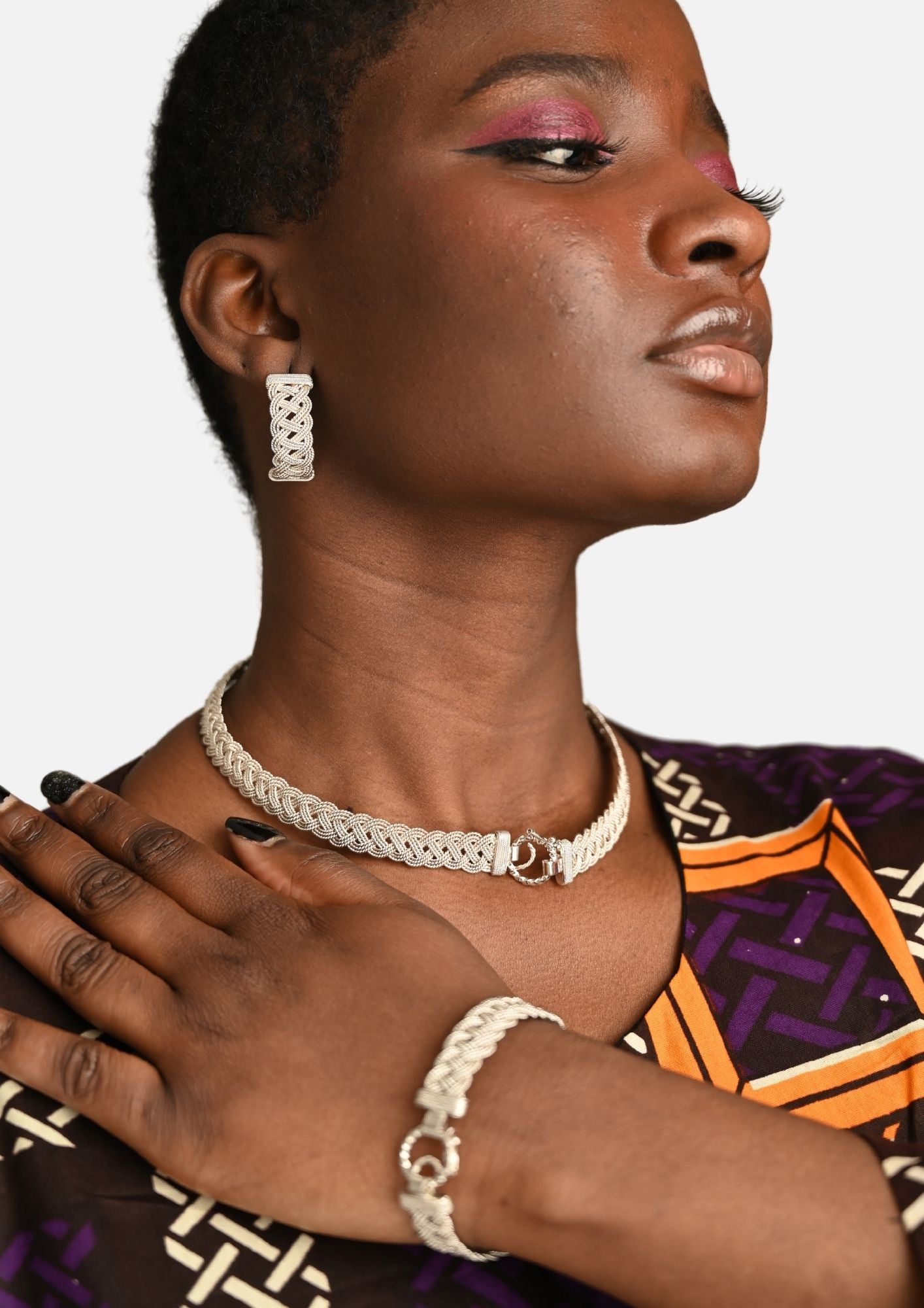 Boucles d'oreilles Ndoumbélane en argent massif