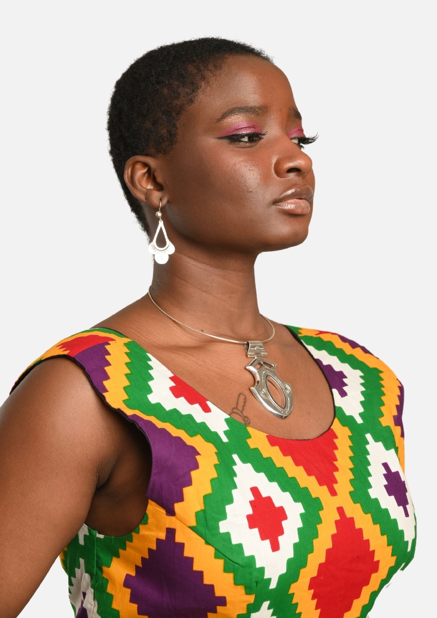 Collier Touareg "Reine Amina" en Argent avec Pendentif Losange