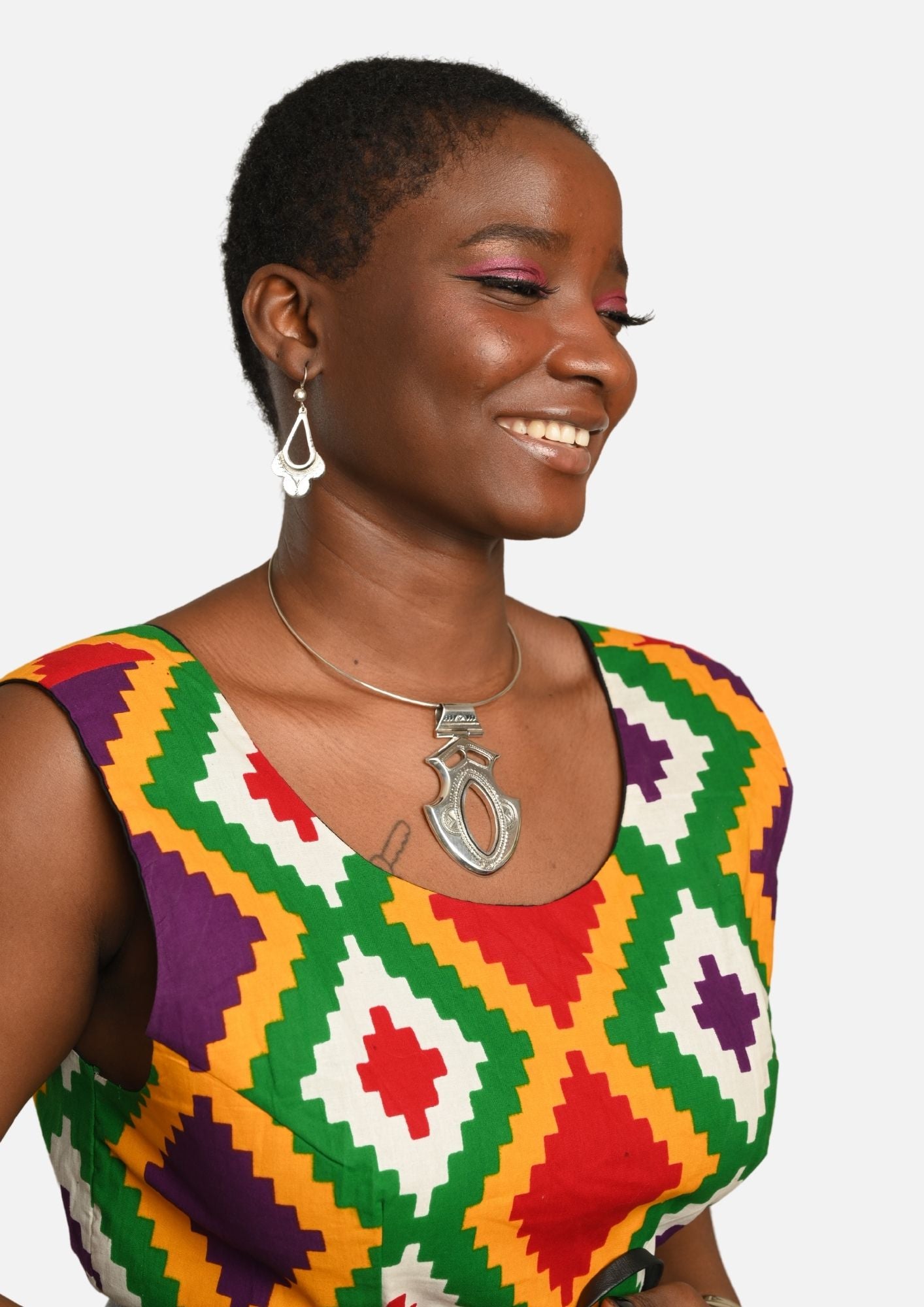 Collier Touareg "Reine Amina" en Argent avec Pendentif Losange