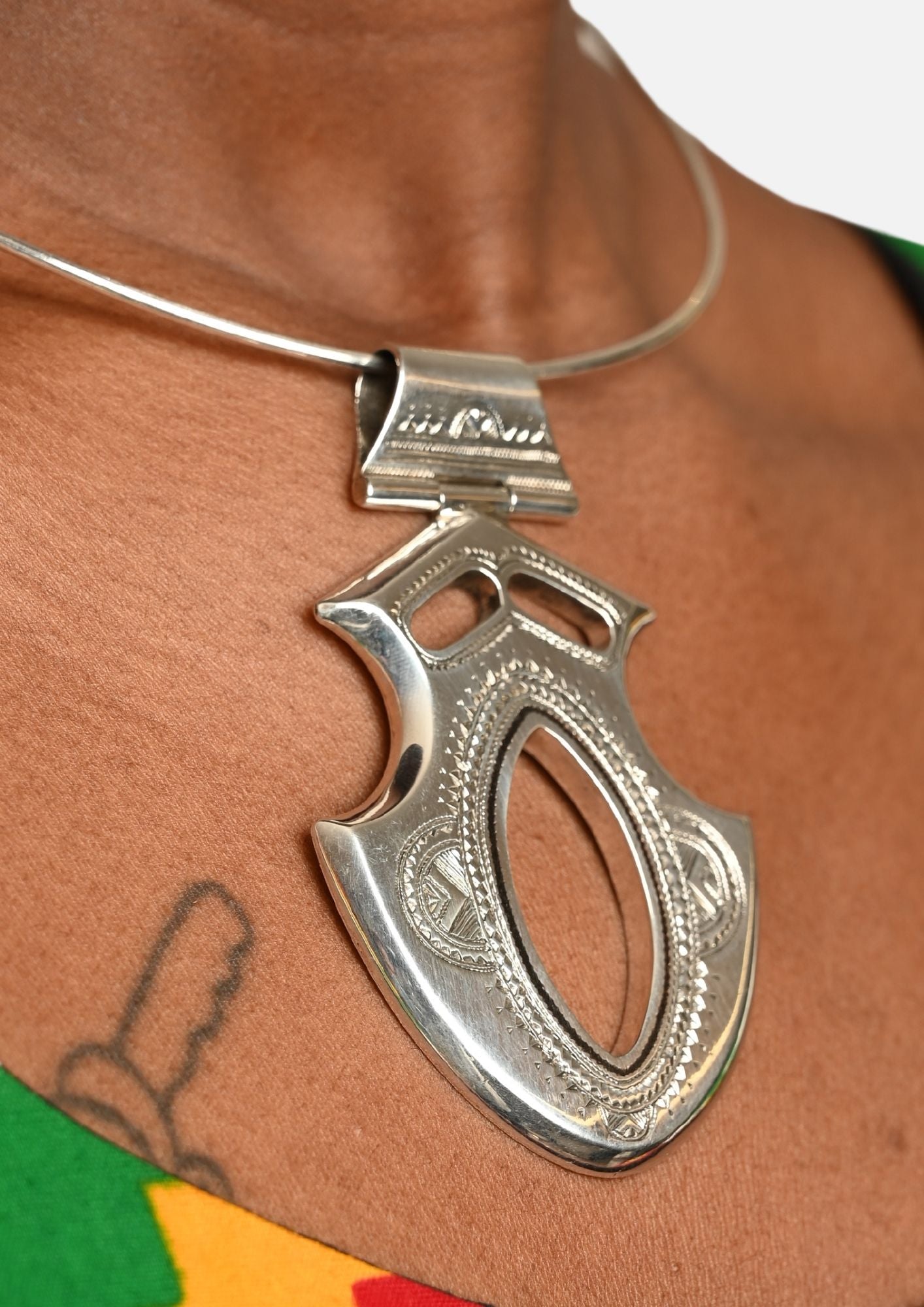 Collier Touareg "Reine Amina" en Argent avec Pendentif Losange