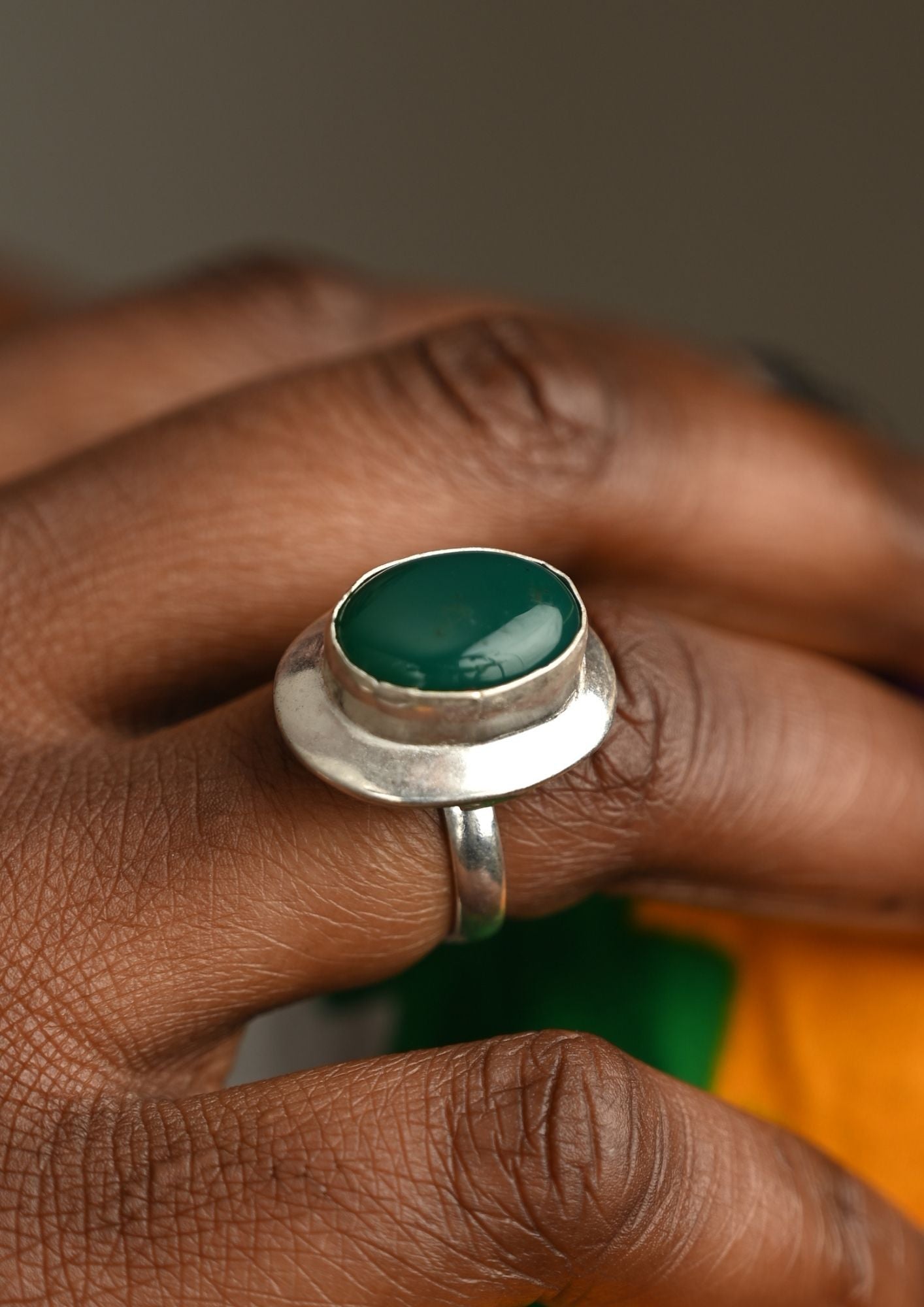 Bague argent massif "La Niçoise" en Argent avec Pierre Ovale