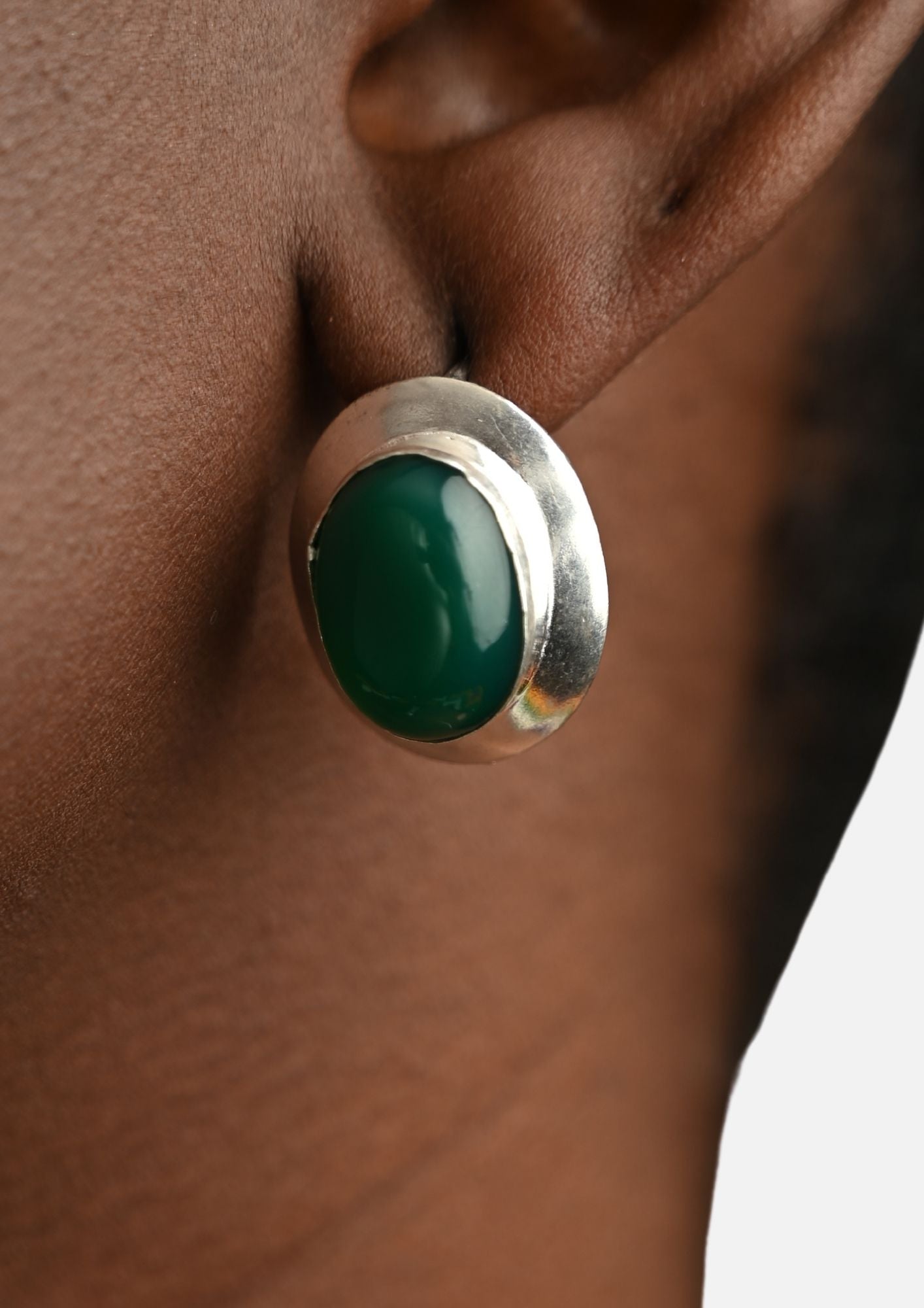 Boucles d'Oreilles "La Niçoise" en Argent avec Pierre Ronde