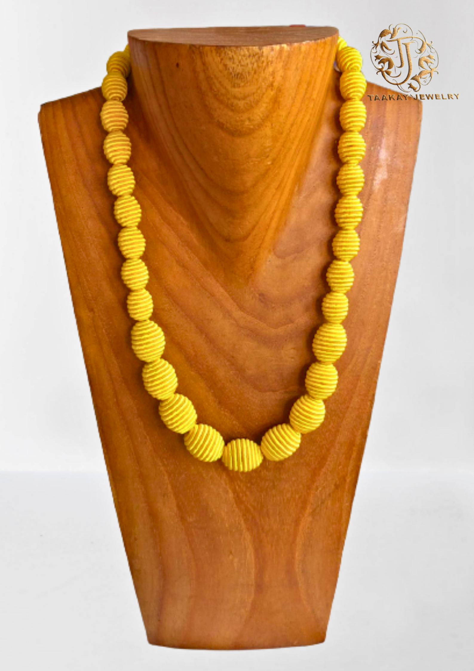 Sautoir Fils de soie "Sérénité en Boules"(Collier) Jaune