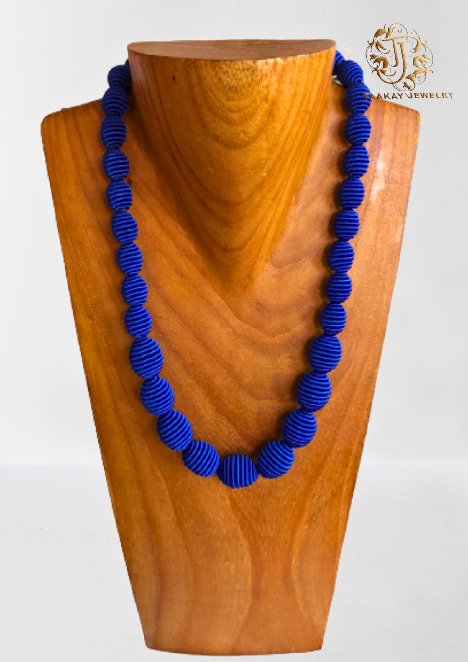 Sautoir fils de soie "Sérénité en Boules"(Collier) Bleu Bic
