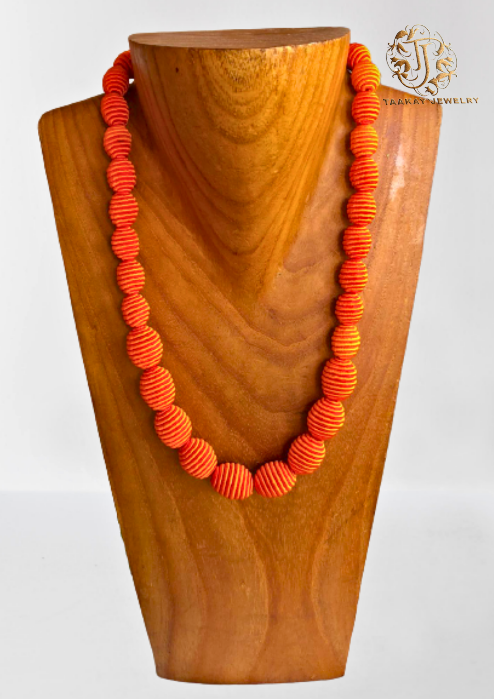 Sautoir fils de soie "Sérénité en Boules"(Collier) Orange